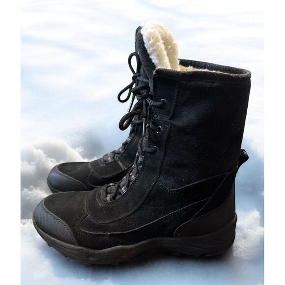 Ozark Trail Womens‎ Size 9 Combat Boots Black Suede Sherpa Lined Lace Up Winter - Picture 1 of 6
